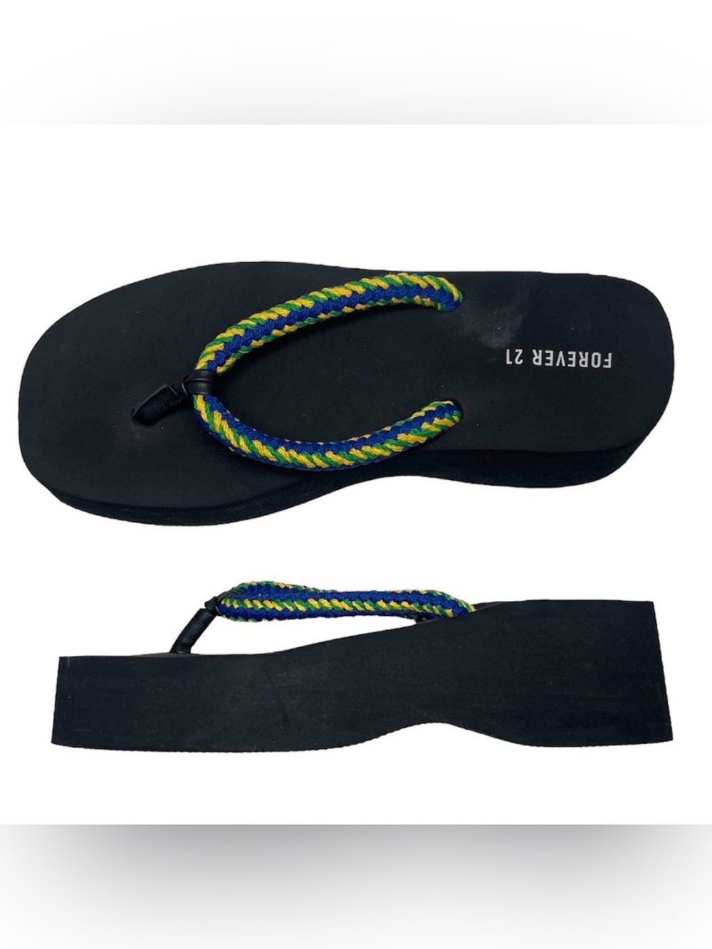 Forever 21 Black Platform Flip Flops